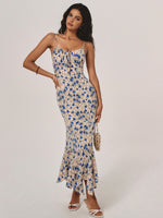 Aileen – Florales Maxi Kleid Mit Rüschen Saum