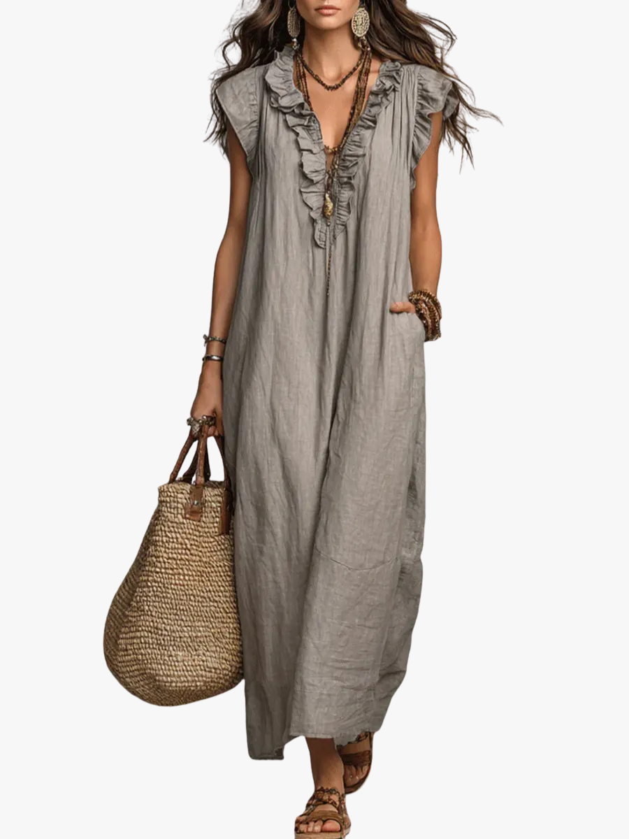 Damen Boho Maxikleid Fließend