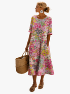 Damen Florales Midikleid Fließend Blumen