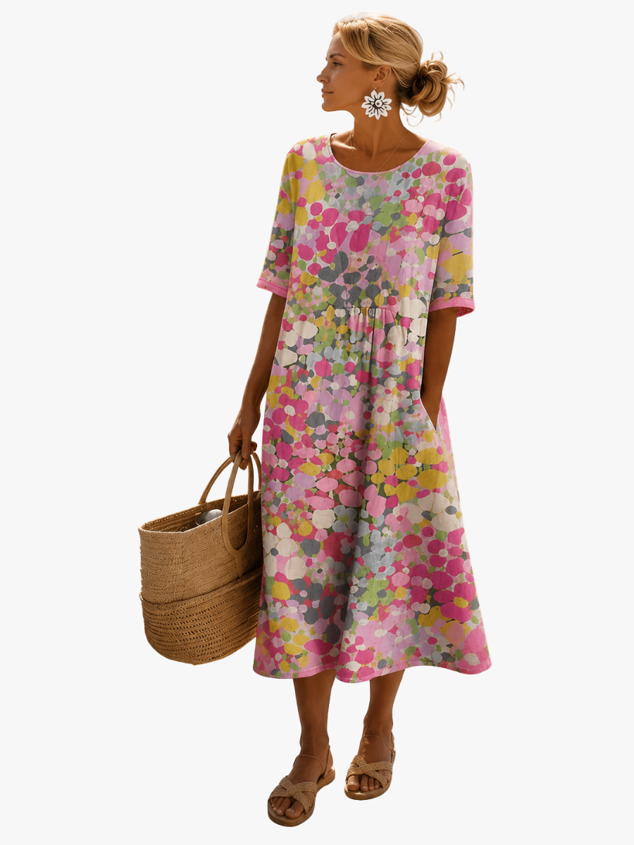 Damen Florales Midikleid Fließend Blumen