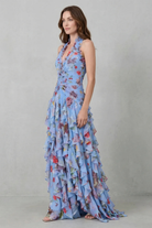 Damen Chiffon Maxikleid Neckholder Blumenmuster - Image 7