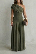 Damen Ein-Schulter Maxikleid Drapierter Ausschnitt - Image 9