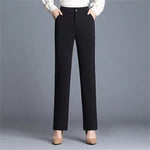 Pantalon pour femme à jambes droites et taille mi-haute