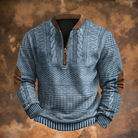Herren Strickpullover Viertelreißverschluss Zopfmuster Troyer