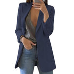 Blazer long pour femme à revers classiques et à fermeture à double boutonnage