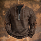 Herren Strickpullover Viertelreißverschluss Zopfmuster Troyer - Image 4