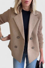 Blazer cintré pour femme, croisé, avec manches côtelées