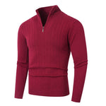Pull pour homme à motif torsadé, col montant et demi-zip