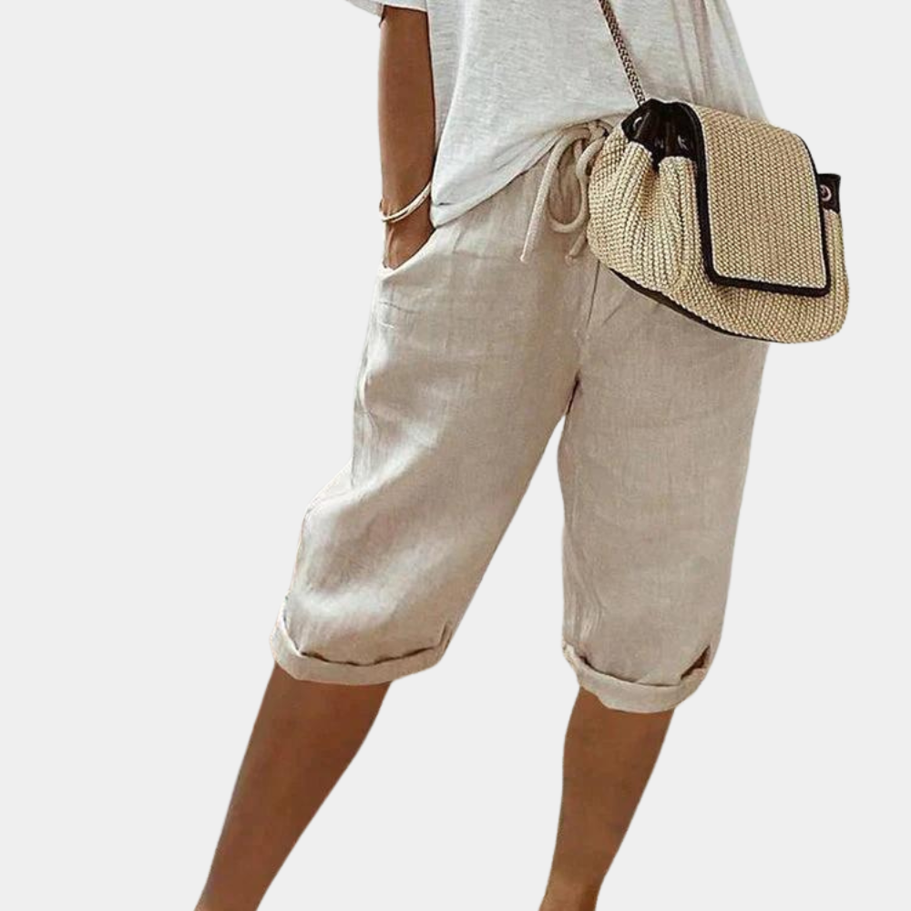 Damen Leinen Baumwoll Shorts Gummibund - Image 5