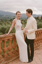 Women Halter Bridal Jumpsuit Floor Length Wedding Wide Leg - Image 5