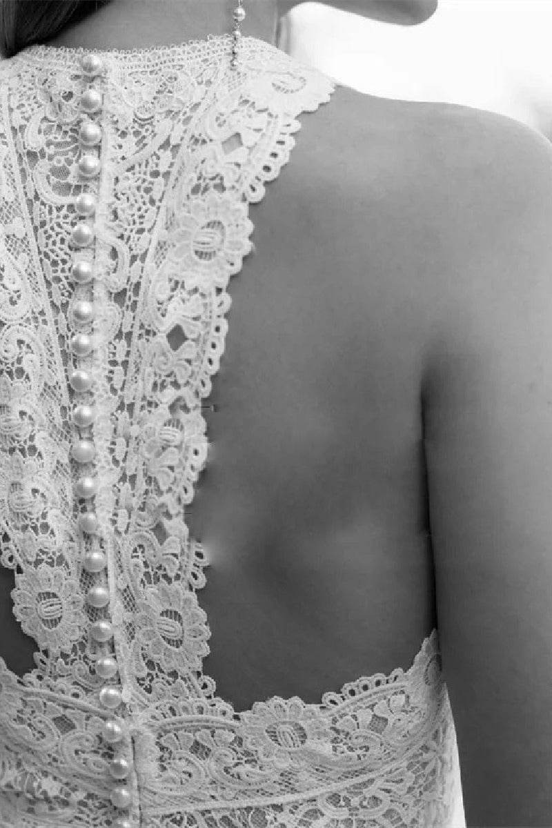 Women Halter Bridal Jumpsuit Floor Length Wedding Wide Leg - Image 3
