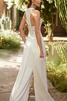 Women Halter Bridal Jumpsuit Floor Length Wedding Wide Leg - Image 2