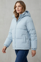 Damen Steppjacke mit Kapuze Pufferjacke Gesteppt - Image 3