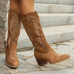 Bottes de cow-boy pour femmes avec broderie et talon bloc