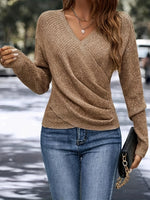 Pull pour femme à col V, doux et chaud au toucher