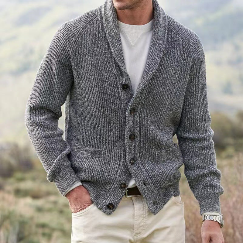 Herren Grobstrick Cardigan Schalkragen mit Knöpfen - Image 3