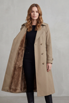 Damen gefütterter Trenchcoat doppelreihiger Kunstfell Wintermantel - Image 2