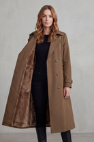 Damen gefütterter Trenchcoat doppelreihiger Kunstfell Wintermantel - Image 6
