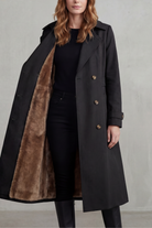 Damen gefütterter Trenchcoat doppelreihiger Kunstfell Wintermantel - Image 13
