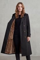 Damen gefütterter Trenchcoat doppelreihiger Kunstfell Wintermantel - Image 14