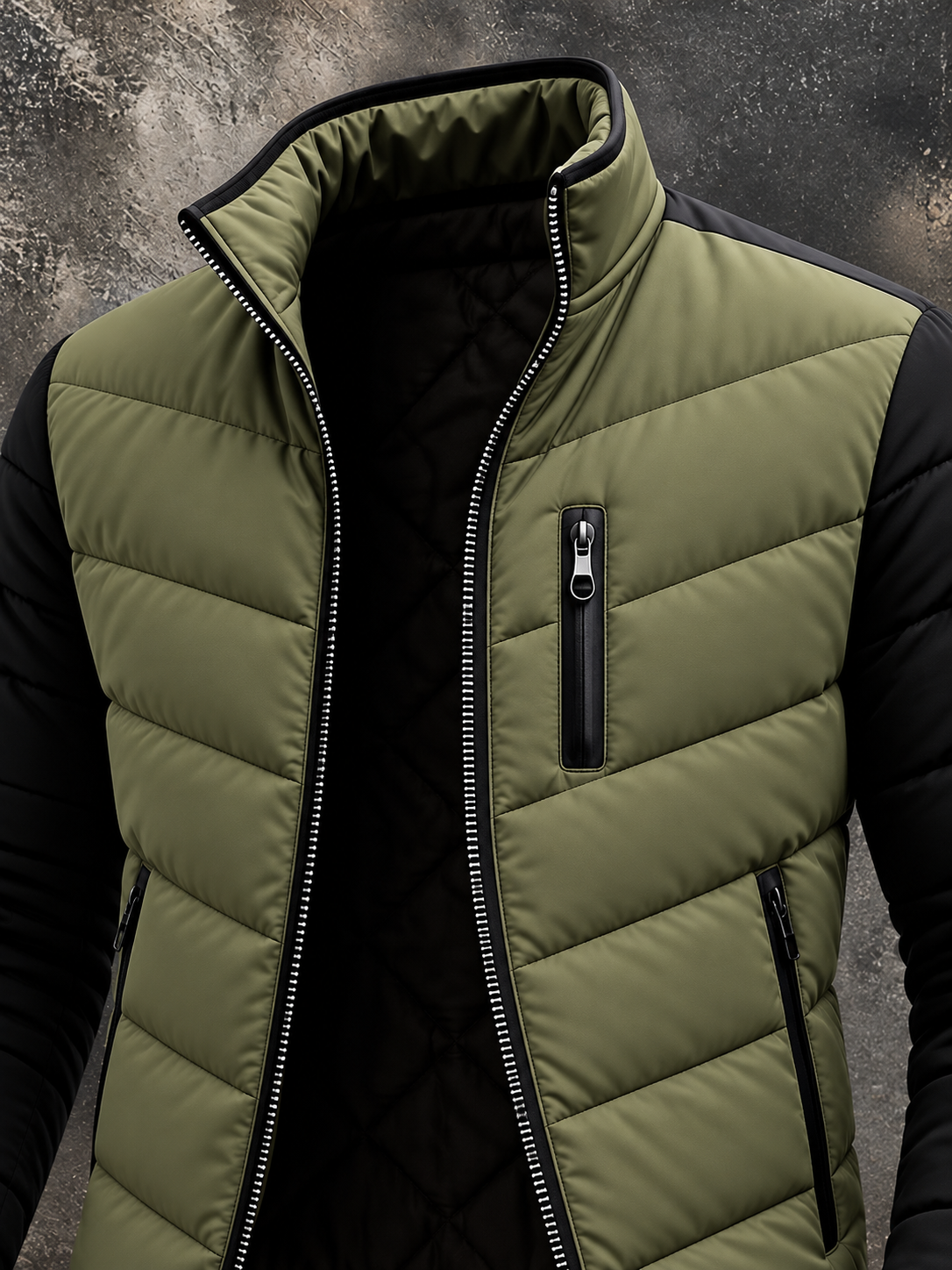 Herren Steppjacke Warm Gefüttert Reißverschluss - Image 2