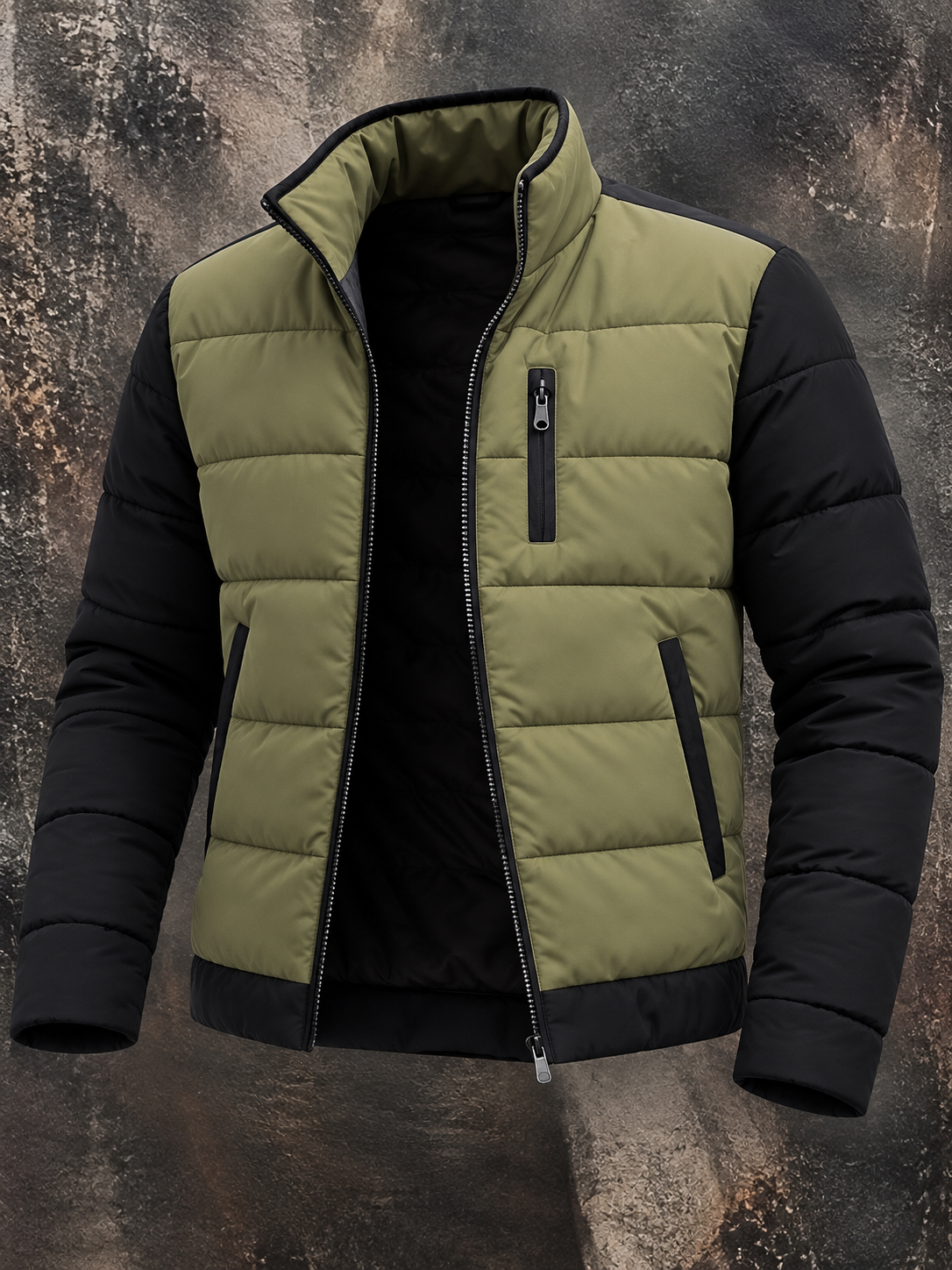 Herren Steppjacke Warm Gefüttert Reißverschluss