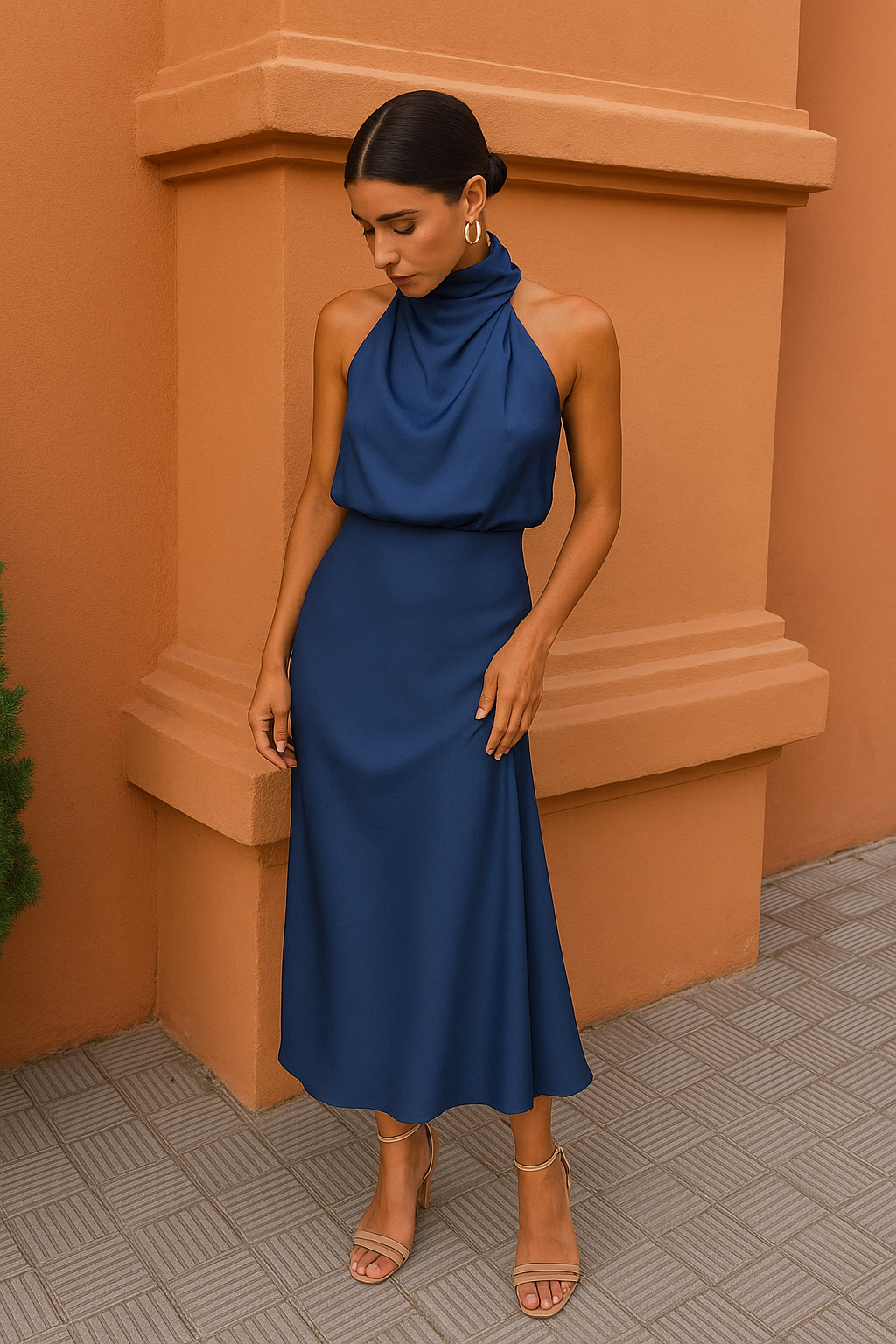 Damen Satin Abendkleid Rückenausschnitt - Image 7
