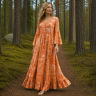 Damen Viskose Boho Maxikleid Lang - Image 5