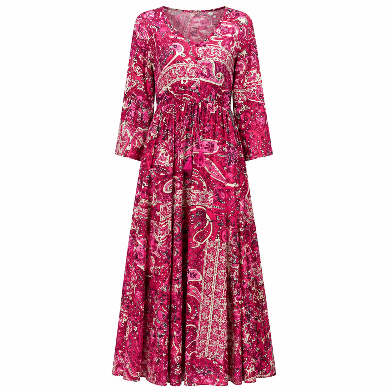 Damen Viskose Boho Maxikleid Lang - Image 7