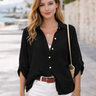 Damen Satin Bluse V-Ausschnitt Langarm - Image 7