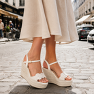 Damen Espadrille Keilsandalen Plateau Knöchelriemen - Image 3