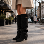 Women's knee-high boots block heel suede