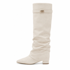 Damen Kniehohe Stiefel Blockabsatz Wildleder - Image 7