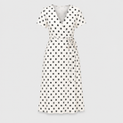 Damen Midikleid Punkte Bindegürtel Fließend V-Ausschnitt - Image 5