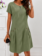 Damen Leinenkleid A-Linie Sommerkleid Leinen-Mix mit Taschen - Image 7