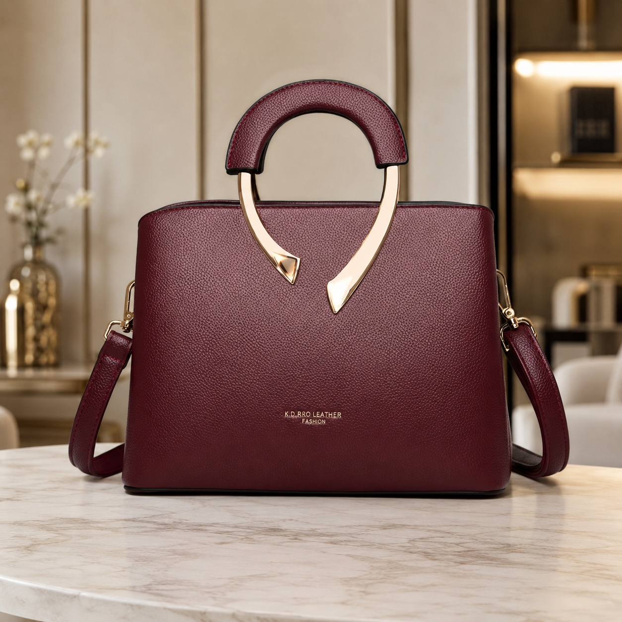 Damen Leder Umhängetasche Elegant Minimalistisch - Image 2