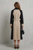Damen Wollmantel Elegant Lang Zweireiher Kontrastfarben - Image 4