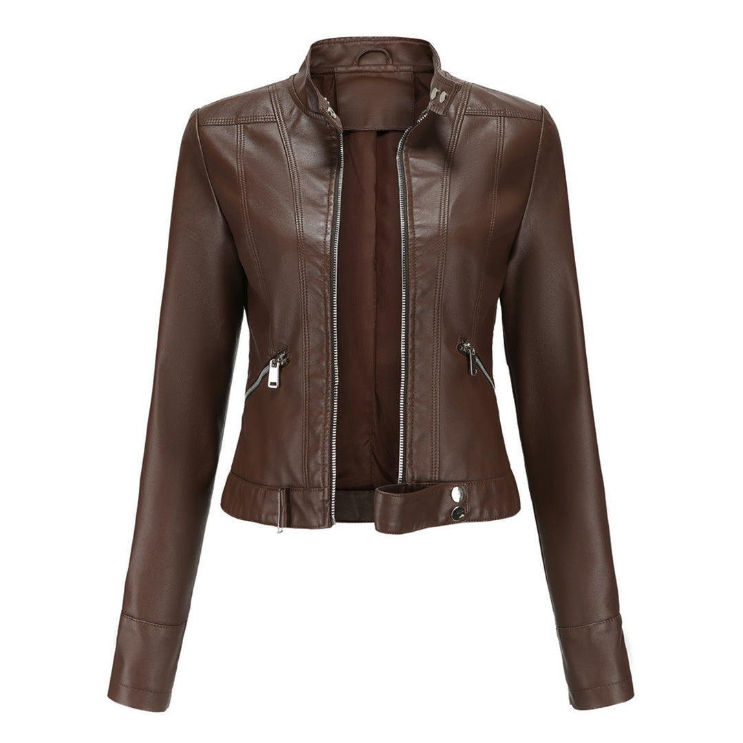 Damen Lederjacke Klassisch Figurbetont - Image 4