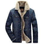 Giacca di jeans da uomo con fodera in teddy e abbottonatura