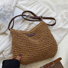 Damen Stroh Schultertasche Vegane Lederriemen Umhängetasche - Image 15