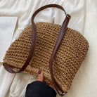 Damen Stroh Schultertasche Vegane Lederriemen Umhängetasche - Image 16