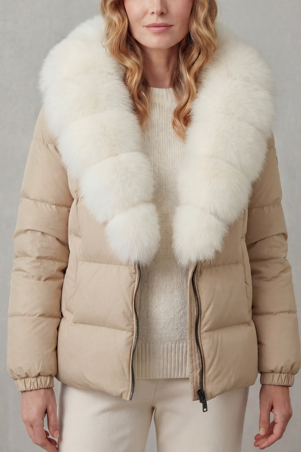 Damen Steppjacke Kunstfell Kapuze warm - Image 21