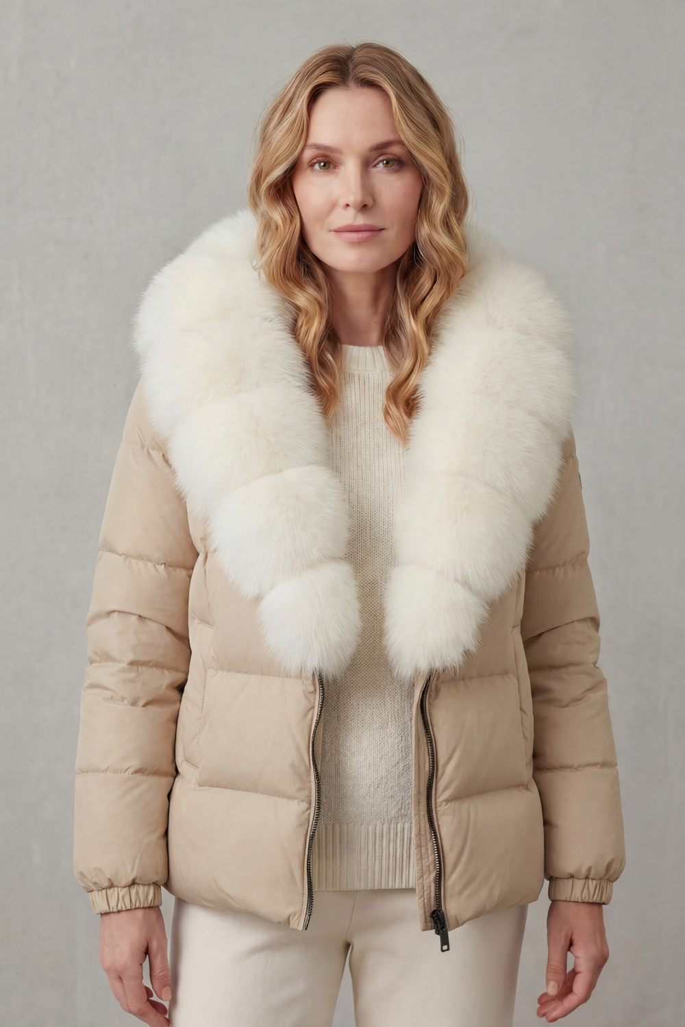 Damen Steppjacke Kunstfell Kapuze warm - Image 22