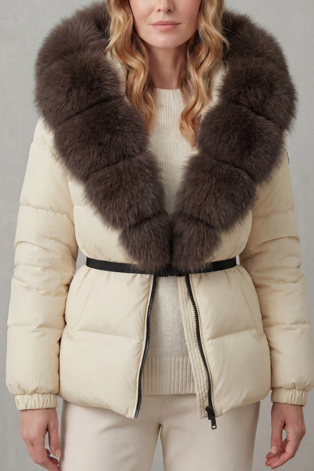 Damen Steppjacke Kunstfell Kapuze warm - Image 23