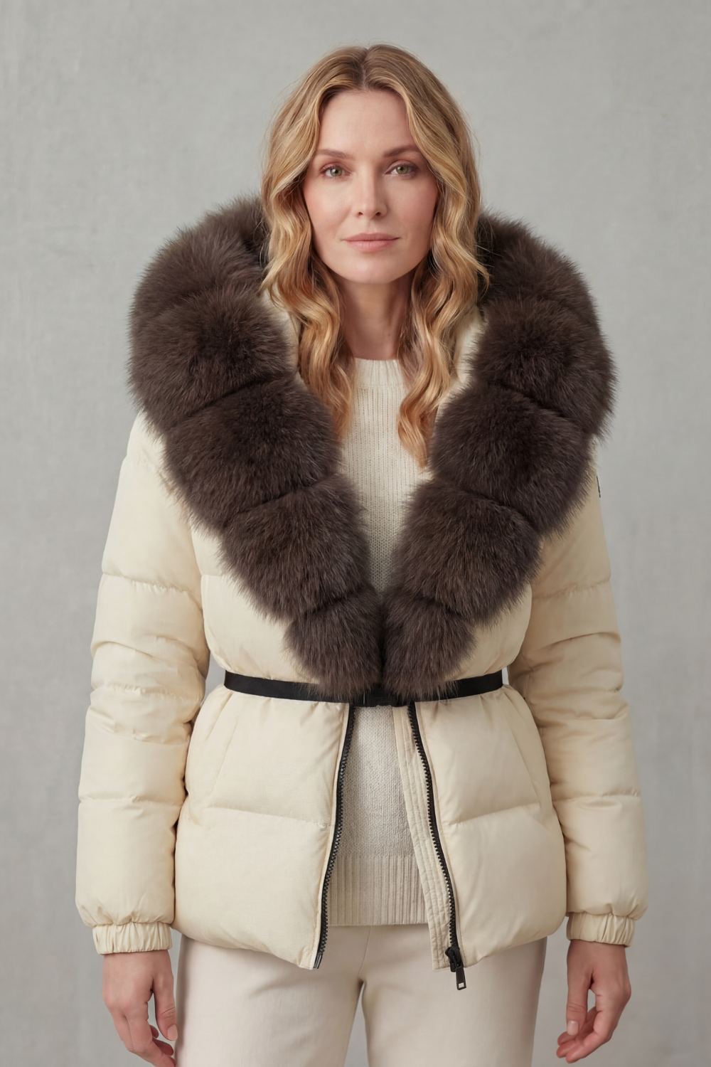 Damen Steppjacke Kunstfell Kapuze warm - Image 24