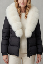 Damen Steppjacke Kunstfell Kapuze warm