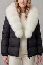 Chaqueta acolchada de mujer con capucha de piel sintética, cálida