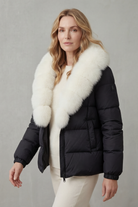 Damen Steppjacke Kunstfell Kapuze warm - Image 3