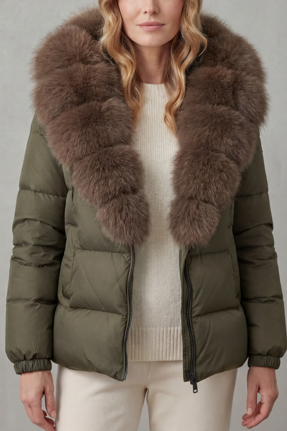 Damen Steppjacke Kunstfell Kapuze warm - Image 9