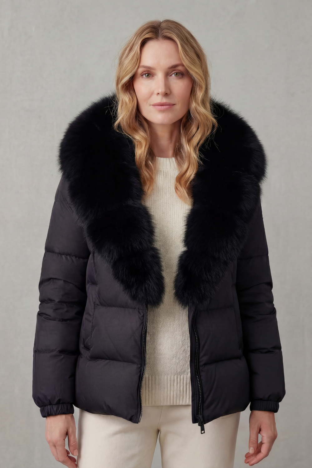 Damen Steppjacke Kunstfell Kapuze warm - Image 8